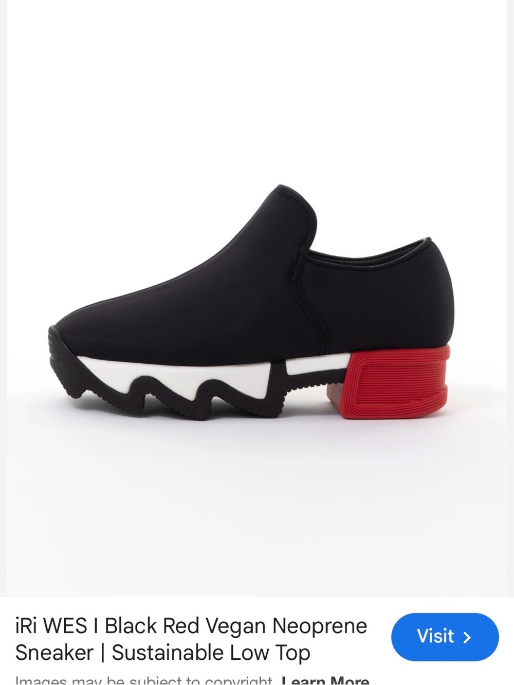 iRi West Platform Slip-On Sneakers with White Accent and Red Heel- like new!
